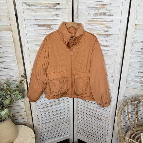WE THE FREE PEOPLE Women's XS Oversized Duvet Bomber Jacket Doe Peach FLAW - Picture 13 of 13
